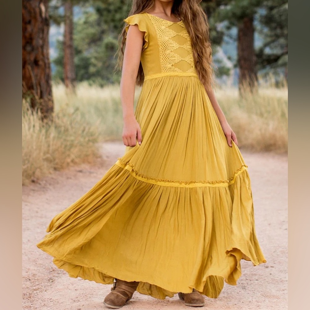 Joyfolie Girls Viola Dress in Mustard
